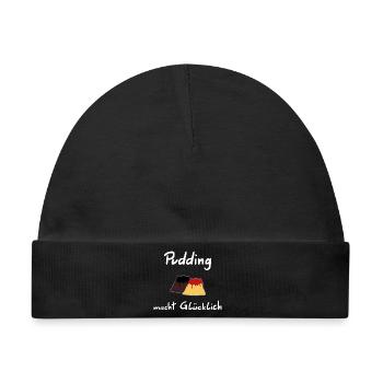 Pudding macht Gluecklich - Baby Premium Organic Mütze - Schwarz - Vorne