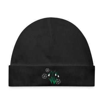 schneegloeckchen blume schnee winter - Baby Premium Organic Mütze - Schwarz - Vorne