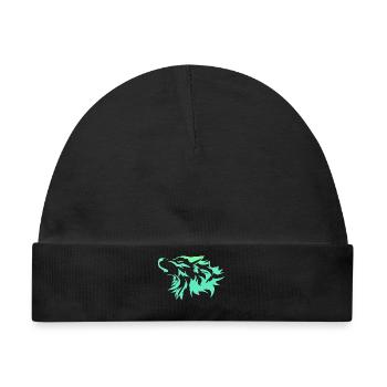 Wolf leuchtend grün - Baby Premium Organic Mütze - Schwarz - Vorne