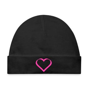 Herz rosa Geschenk - Baby Premium Organic Mütze - Schwarz - Vorne