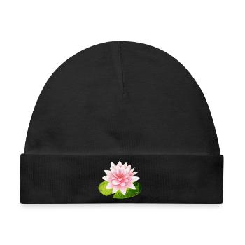 leuchtende Seerose mit grünem Seerosenblatt - Baby Premium Organic Mütze - Schwarz - Vorne