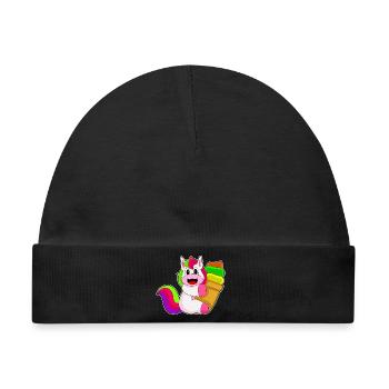 Einhorn Waffeleis - Baby Premium Organic Mütze - Schwarz - Vorne