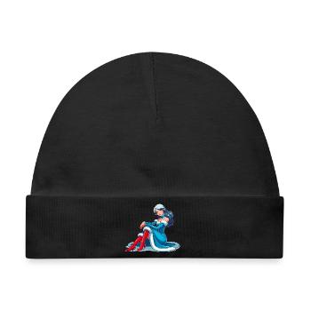 Ded Moroz Snegurotschka russischer Weihnachtsmann - Baby Premium Organic Mütze - Schwarz - Vorne