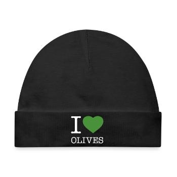 I LOVE OLIVES Oliven - Baby Premium Organic Mütze - Schwarz - Vorne