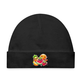 Farbenfroher Obstparty-Stil - Baby Premium Organic Mütze - Schwarz - Vorne