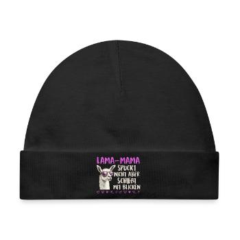 Bald Mama LAMA MAMA SPUCKT NICHT SCHIESST BLICKE - Baby Premium Organic Mütze - Schwarz - Vorne