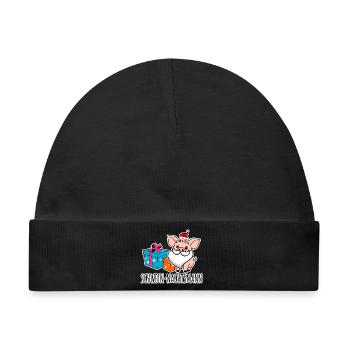 Fröhliche Weihnachten mit dem Schwein-Nachtsmann! - Baby Premium Organic Mütze - Schwarz - Vorne