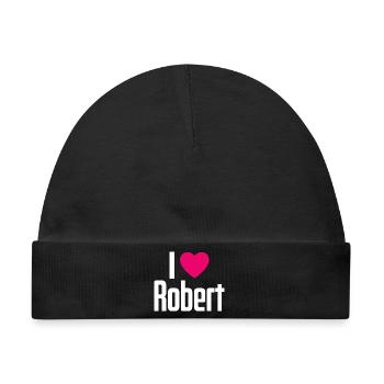 I Love Robert Pinkes Herz Ich liebe Robert - Baby Premium Organic Mütze - Schwarz - Vorne
