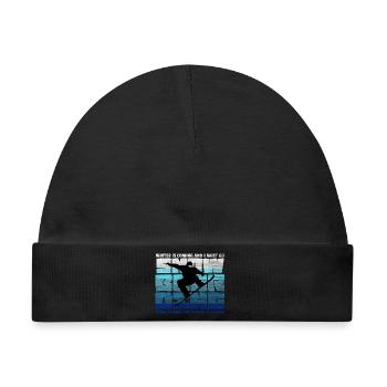 Snowboard  – Flying is Hard Landing Harder - Baby Premium Organic Mütze - Schwarz - Vorne