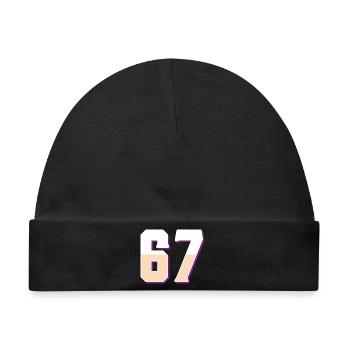 6 7 – Trendiges, minimalistisches Textdesign, - Baby Premium Organic Mütze - Schwarz - Vorne