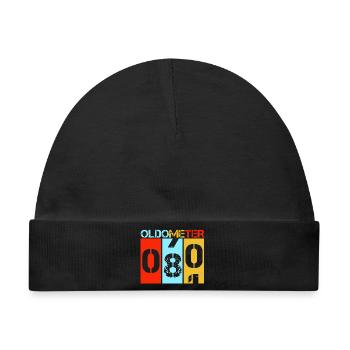 Oldometer 80 wird 80 Retro Geburtstags-Meilenstein - Baby Premium Organic Mütze - Schwarz - Vorne