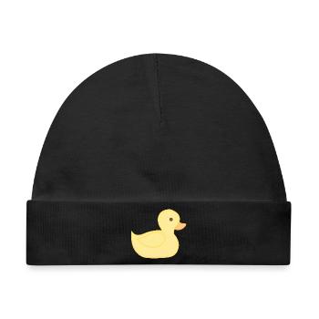 Gelbe Gummiente Cartoon Stil - Baby Premium Organic Mütze - Schwarz - Vorne