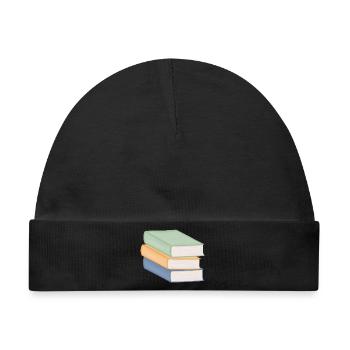 Pastellfarbiger Bücherstapel - Baby Premium Organic Mütze - Schwarz - Vorne