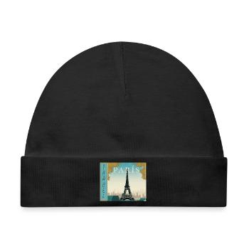 Paris Travel Retro Reiseposter - Baby Premium Organic Mütze - Schwarz - Vorne