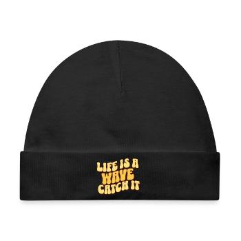 Life Is A Wave Catch It - Baby Premium Organic Mütze - Schwarz - Vorne
