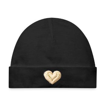 Herz aus Brotteig Backen Sauerteig Design - Baby Premium Organic Mütze - Schwarz - Vorne