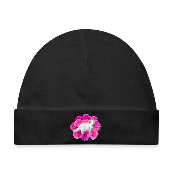 Rosa Blüten Katze Rosen punk Thrash over the top - Baby Premium Organic Mütze - Schwarz - Vorne