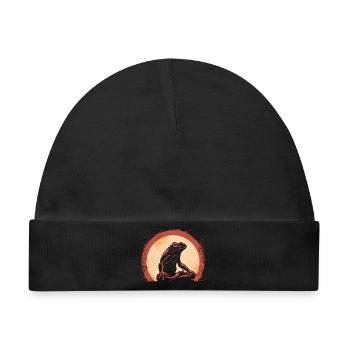 Namaste Yoga Frosch Meditation Retro - Baby Premium Organic Mütze - Schwarz - Vorne