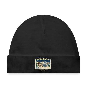 Frankreich Courchevel Vintage Reisemarke - Baby Premium Organic Mütze - Schwarz - Vorne