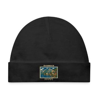 Österreich Hallstatt Vintage Reisemarke - Baby Premium Organic Mütze - Schwarz - Vorne