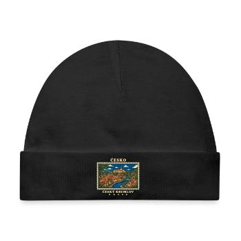 Tschechien Český Krumlov Vintage Reisemarke - Baby Premium Organic Mütze - Schwarz - Vorne