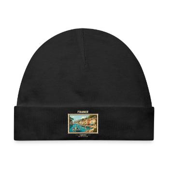 Frankreich Cassis Vintage Reisemarke - Baby Premium Organic Mütze - Schwarz - Vorne