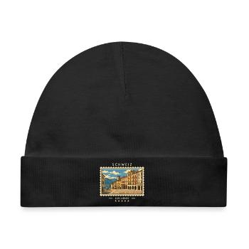 Schweiz Locarno Vintage Reisemarke - Baby Premium Organic Mütze - Schwarz - Vorne