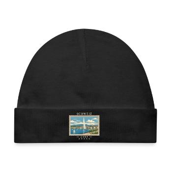 Schweiz Genf Vintage Reisemarke - Baby Premium Organic Mütze - Schwarz - Vorne