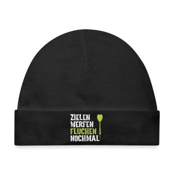 Darts Zielen Werfen Fluchen Nochmal Dart Spruch - Baby Premium Organic Mütze - Schwarz - Vorne
