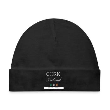 Cork Irland Souvenir – Reise minimalistisch - Baby Premium Organic Mütze - Schwarz - Vorne