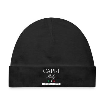 Capri Italien Souvenir – Reise minimalistisch - Baby Premium Organic Mütze - Schwarz - Vorne