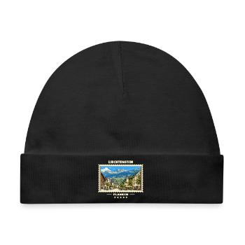 Liechtenstein Planken Vintage Reisemarke - Baby Premium Organic Mütze - Schwarz - Vorne