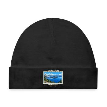 Vereinigte Staaten Crater Lake Vintage Reisemarke - Baby Premium Organic Mütze - Schwarz - Vorne