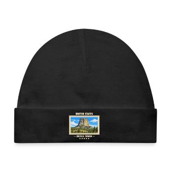 Vereinigte Staaten Devils Tower Vintage Reisemarke - Baby Premium Organic Mütze - Schwarz - Vorne
