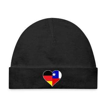 Deutsch-Chilenisches Flaggenherz - Baby Premium Organic Mütze - Schwarz - Vorne