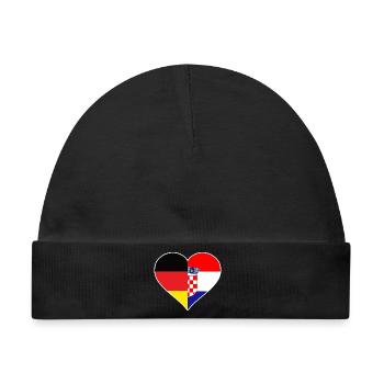 Deutsch-Kroatisches Flaggenherz - Baby Premium Organic Mütze - Schwarz - Vorne