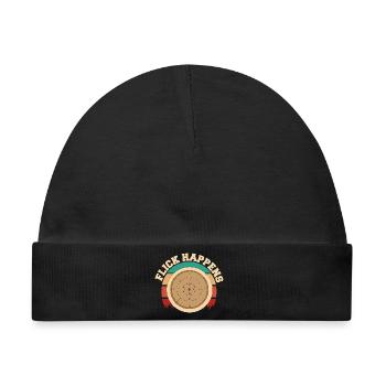 Flick Happens – Crokinole Spieler Retro Design - Baby Premium Organic Mütze - Schwarz - Vorne