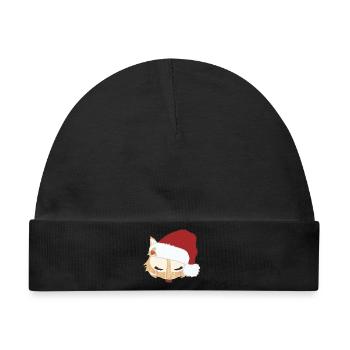 Fuchskopf mit Weihnachtsmütze - Baby Premium Organic Mütze - Schwarz - Vorne