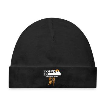 Tokio Orange - Baby Premium Organic Mütze - Schwarz - Vorne