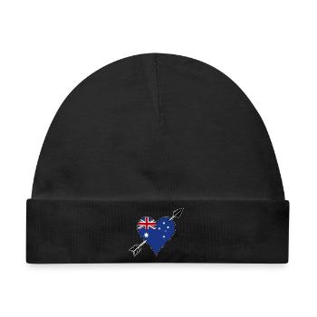 Australien Flagge Herz verliebt - Baby Premium Organic Mütze - Schwarz - Vorne