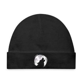 Wolf Wölfe jaulen Mond Abend Dunkel Tiere Natur - Baby Premium Organic Mütze - Schwarz - Vorne