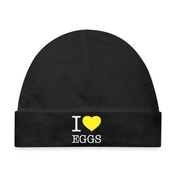 I LOVE EGGS - Baby Premium Organic Mütze - Schwarz - Vorne