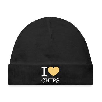 I LOVE CHIPS - Baby Premium Organic Mütze - Schwarz - Vorne