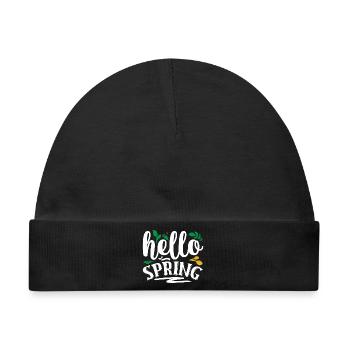 Hallo Frühling - Baby Premium Organic Mütze - Schwarz - Vorne