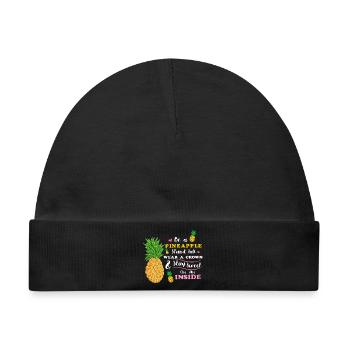 Sei eine Ananas Steh groß Trage eine Krone Bleib süß - Baby Premium Organic Mütze - Schwarz - Vorne