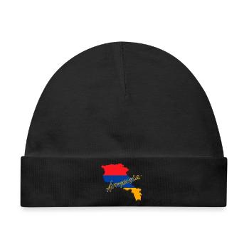 Karte von Armenien, Flagge Armeniens - Baby Premium Organic Mütze - Schwarz - Vorne