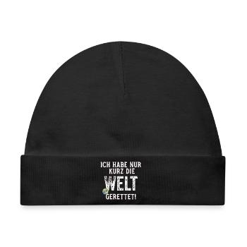 Ich hab nur kurz die Welt gerettet lustiger Spruch - Baby Premium Organic Mütze - Schwarz - Vorne