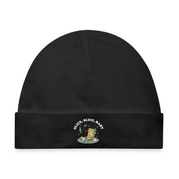 Slice Slice Baby – Lustiger Pizza Spruch Retro - Baby Premium Organic Mütze - Schwarz - Vorne