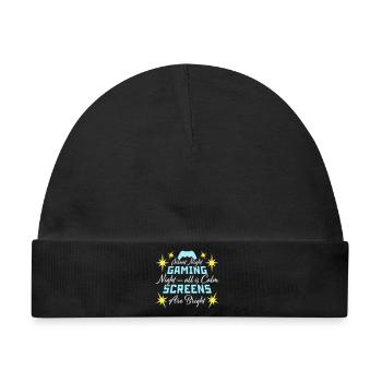 Silent Night Gaming Night All Calm Screens Bright - Baby Premium Organic Mütze - Schwarz - Vorne