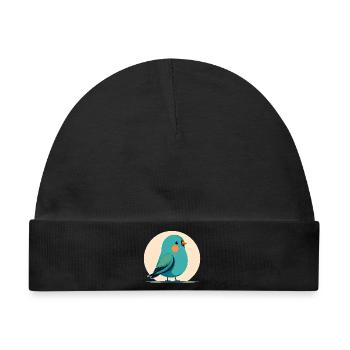 Kleiner grün-blauer Vogel - Baby Premium Organic Mütze - Schwarz - Vorne